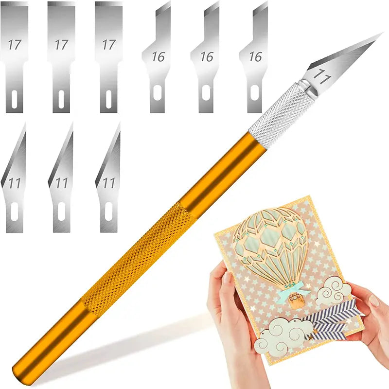 9pc Exacto Knife with extra blades - yellow