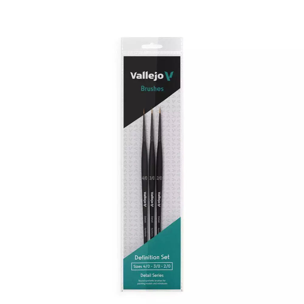 Vallejo - Brushes - Detail - Definition Set - Synthetic fibers (Sizes 4/0; 3/0 & 2/0)